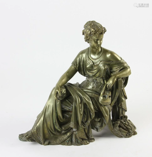 19thC Bronze Sculpture of Seated Lady