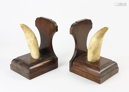 Antique Whales Tooth Bookends