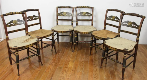 Early 19thC Federal Stenciled Back Chairs