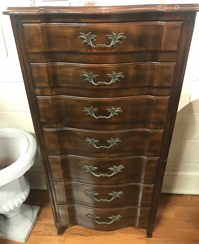 French Provincial Style Walnut Chest of Drawers