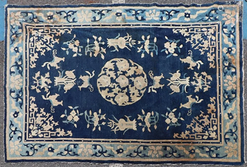 Early Chinese Peking Blue and White Rug
