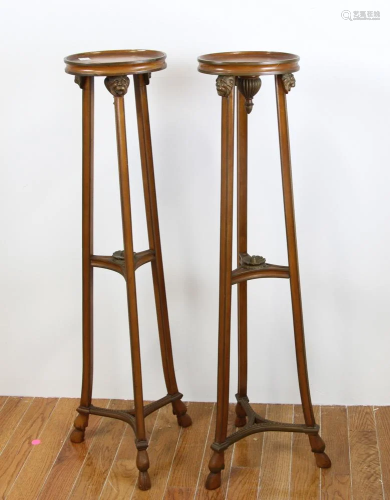 Pair of Carved Wood Stands