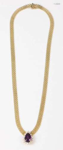 Diamond and Amethyst Necklace and 14k Bracelet
