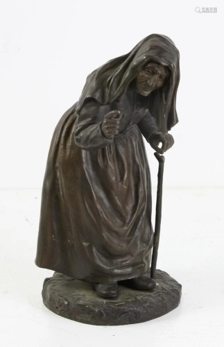 Bronze Sculpture of an Old Woman