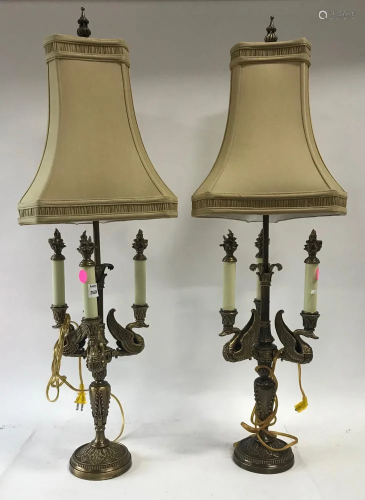 Pair of Swan Style Lamps