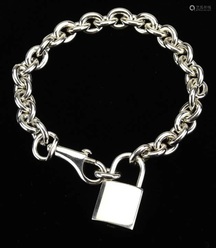 Coach Sterling Padlock Pendant Charm Bracelet