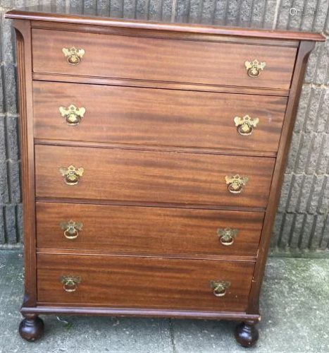 Chippendale Ball Foot Bureau Chest of Drawers
