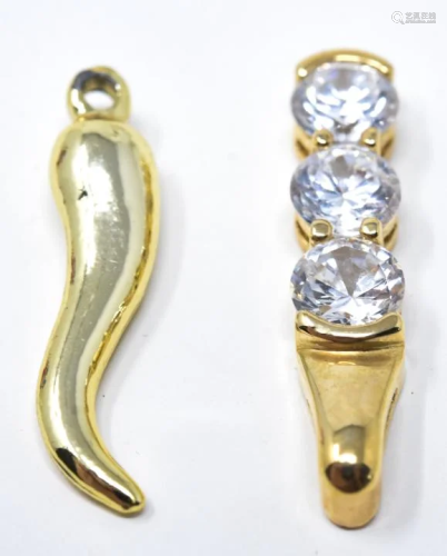 Vintage Cornicello & Triple Faux Diamond Pendant