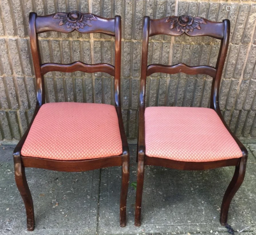 2 Sheraton Style Carved Side Chairs