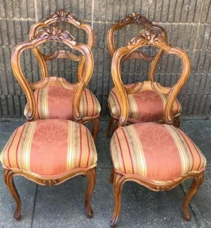 4 French Balloon Back Side Chairs
