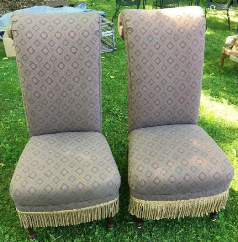 Pair Custom Upholstered Slipper Chairs