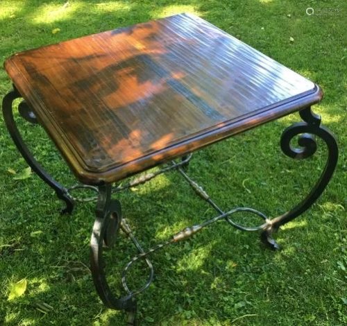 Wrought Iron & Wood Table
