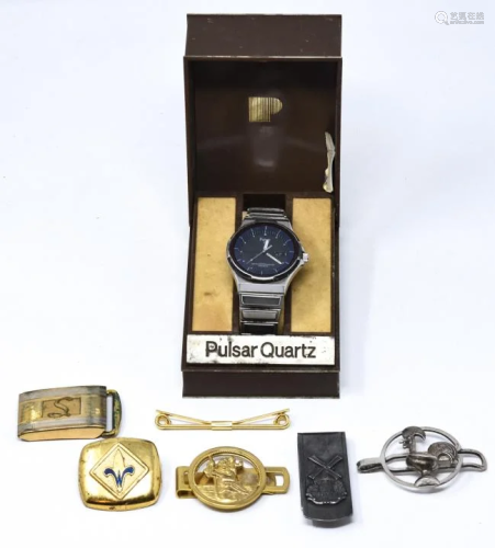 Collection Vintage Mid Century Tie Clips & Watch