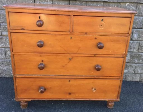 Antique Oak Five Drawer Dresser / Bureau