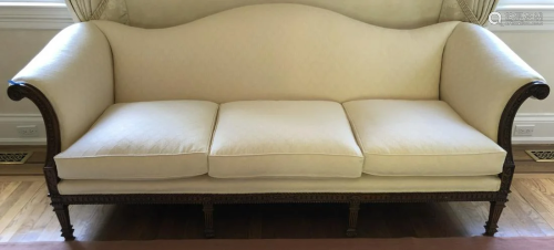 French Louis XVI Custom Upholstered Matelasse Sofa