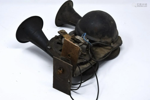 Antique Cast Iron Double Horn Alarm