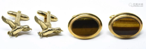 2 Pairs Vintage Gold Tone Cuff Links