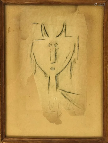 Wilfredo Lam Signed Untitled Pencil Drawing