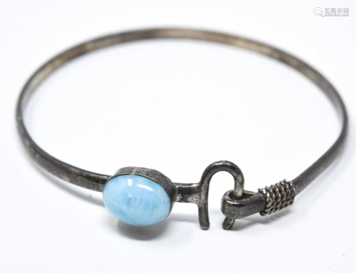 Sterling & Turquoise Glass Cabochon Bracelet