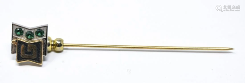 14K Yellow Gold Fraternal Stick Pin