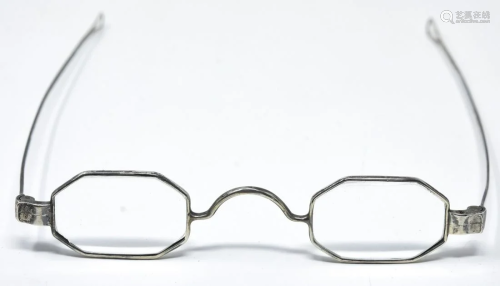 Antique Late 18th C American Silver Eye Glasses