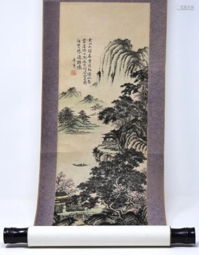 Chinese Ink & Watercolor Scroll Painting