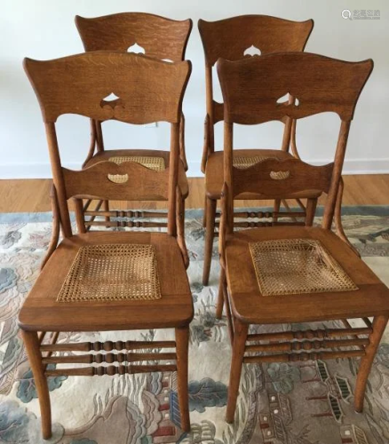 4 Country Style Caned Seat Chairs