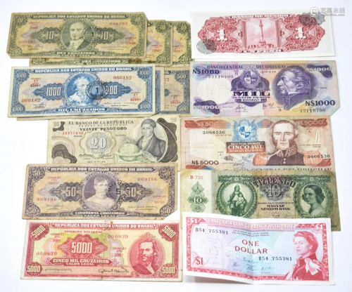 Collection Foreign Currency Bills Including Brazil