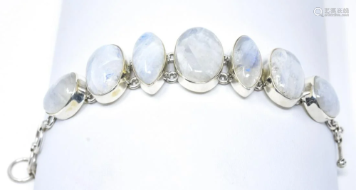 Sterling Silver & Iridescent Stone Bracelet