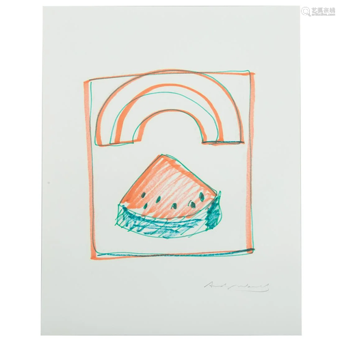 Andy Warhol. Orange & Turquoise Watermelon, Marker