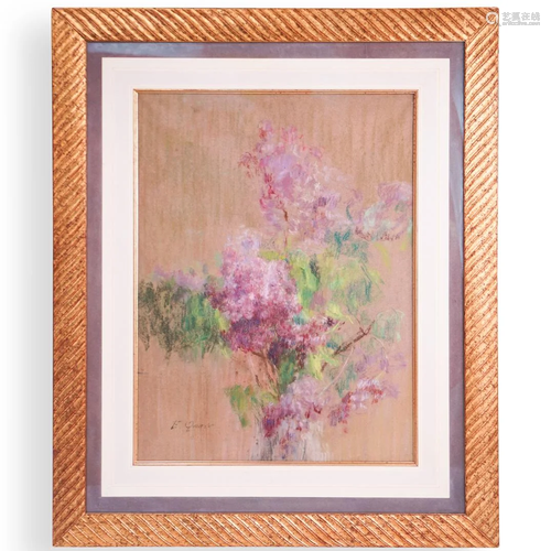 Signed Floral Pastel On Paper