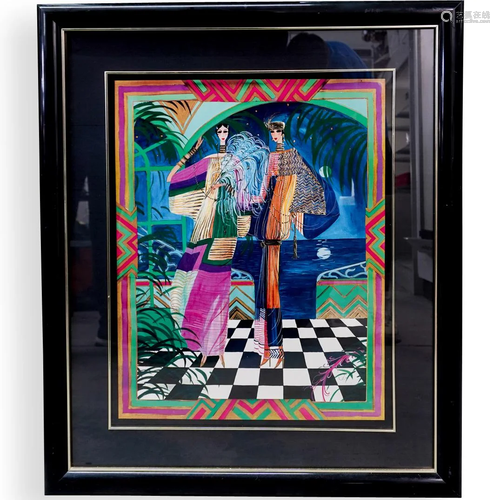 Framed Art Deco Style Serigraph