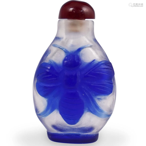 Chinese Blue Cameo Glass Snuff Bottle