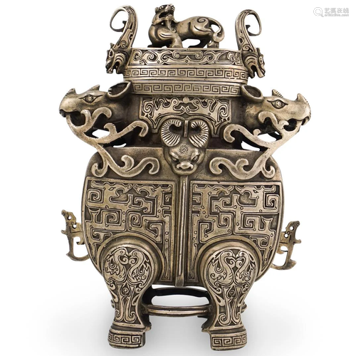 Qing Dynasty Silver Plated Figural Urn