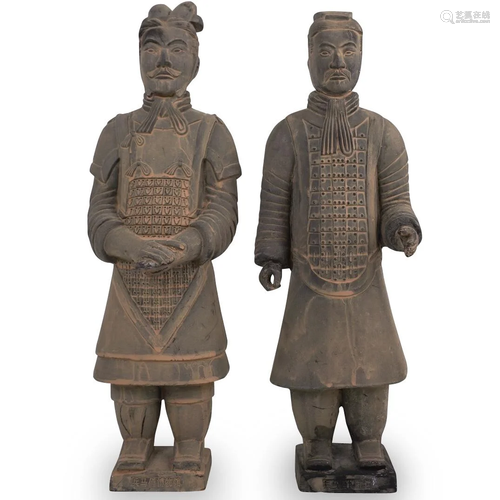 Pair Of Chinese Terracotta Warriors