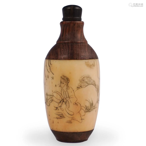 Chinese Wood & Bone Snuff Bottle