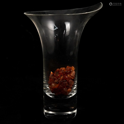 Rosenthal Crystal Amber Filled Vase