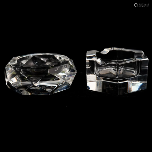 Pair of Baccarat Crystal Ashtrays