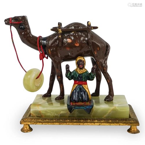 Orientalist Bronze and Malachite Figure