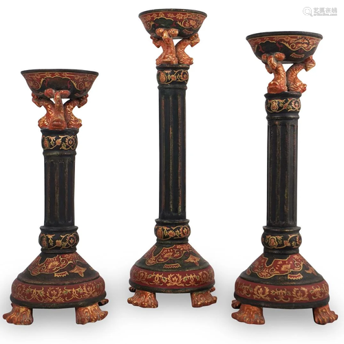 Terracotta Footed Candle Holder Set