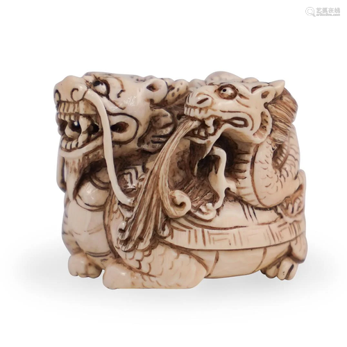 Chinese Bone Carved Dragon Figurine