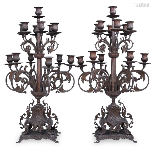 Pair Of Brevettato Style Bronze Candelabras