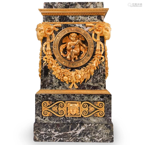 19th Cent. French Empire Marble and Bronze Cl…