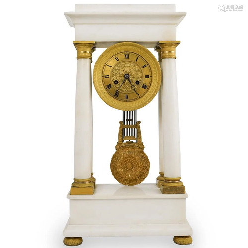 Empire Marble & Bronze Mantle Clock