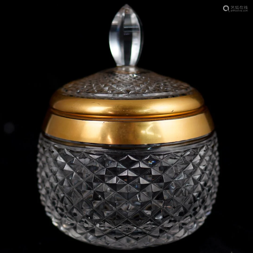 Antique Cut Crystal and Gilt Lidded Jar