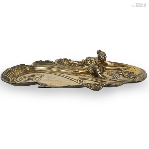 Art Nouveau Silver Bronze Tray