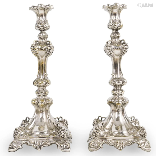 Pair Of Silver Plated Candlesticks