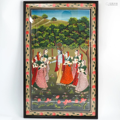 Framed Indian Cloth Painting