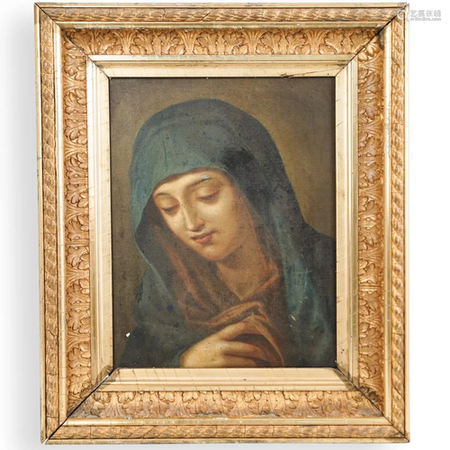 19th Cent. Virgin Mary Oil Painting