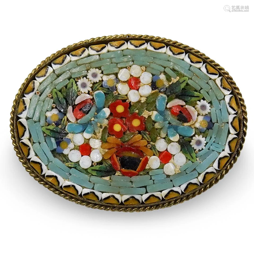 Italian Mosaic Inlaid Brooch